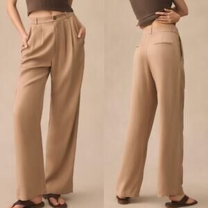 NEW Reformation Mason Trouser Pants Pleated Wide Leg High Rise Khaki Size 10